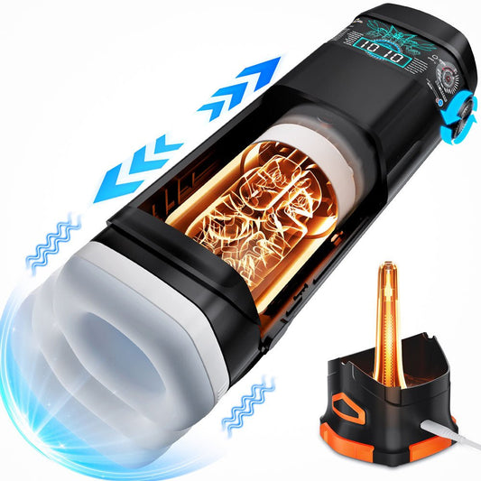 CyberSkin The Titan - USB Rechargeable Thrusting & Vibrating Auto Masturbator with Heater - Pleasure Den