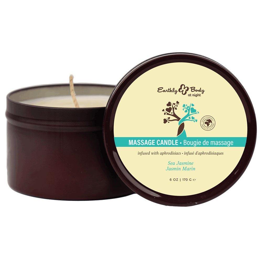 EB Aphrodisiac Massage Candle - Sea Jasmine - Sea Jasmine Scented Massage Candle - 170 g - Pleasure Den