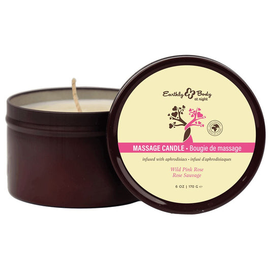 EB Aphrodisiac Massage Candle - Wild Pink Rose - Wild Pink Rose Scented Massage Candle - 170 g - Pleasure Den