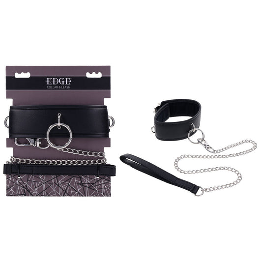 EDGE Collar & Leash - Neck Restraint with Heavy Duty Metal Leash - Pleasure Den
