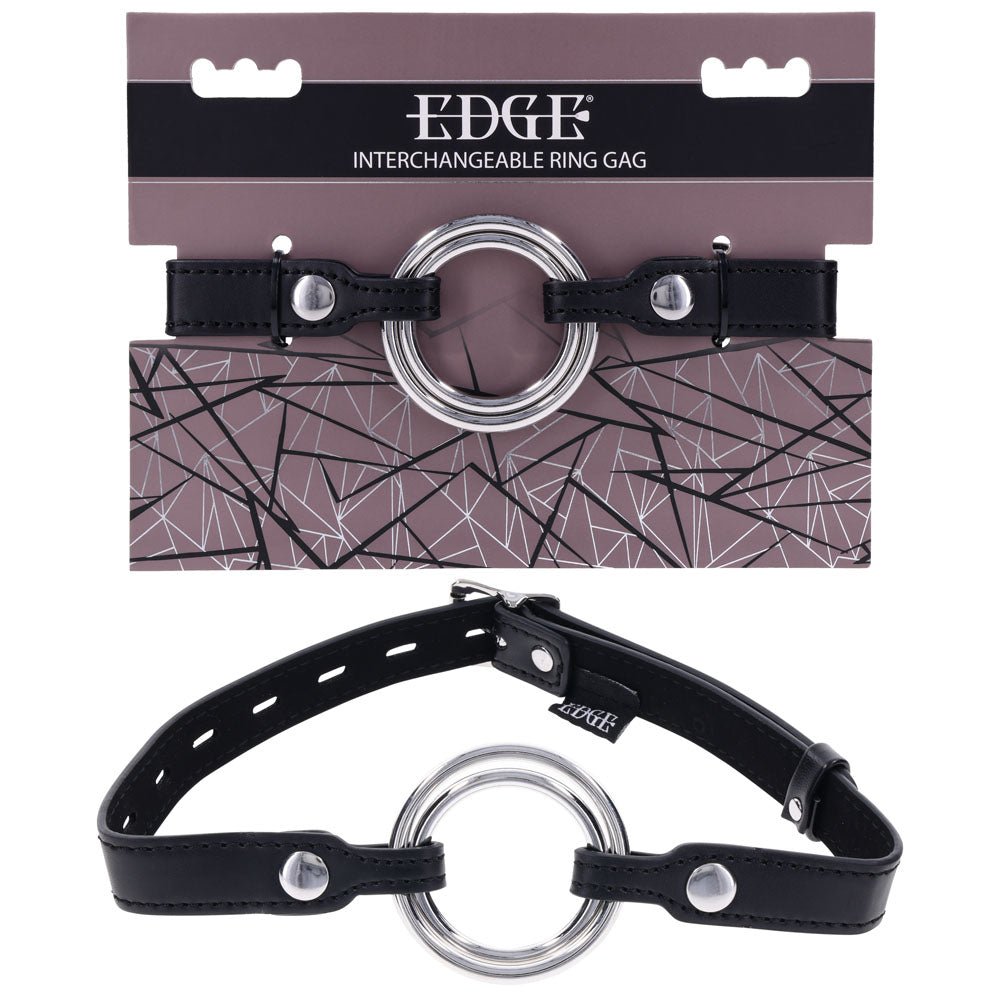 EDGE Interchangeable Ring Gag - Mouth Gag Restraint with 2 Interchangeable Pieces - Pleasure Den