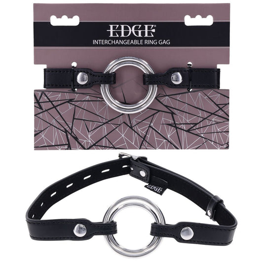 EDGE Interchangeable Ring Gag - Mouth Gag Restraint with 2 Interchangeable Pieces - Pleasure Den
