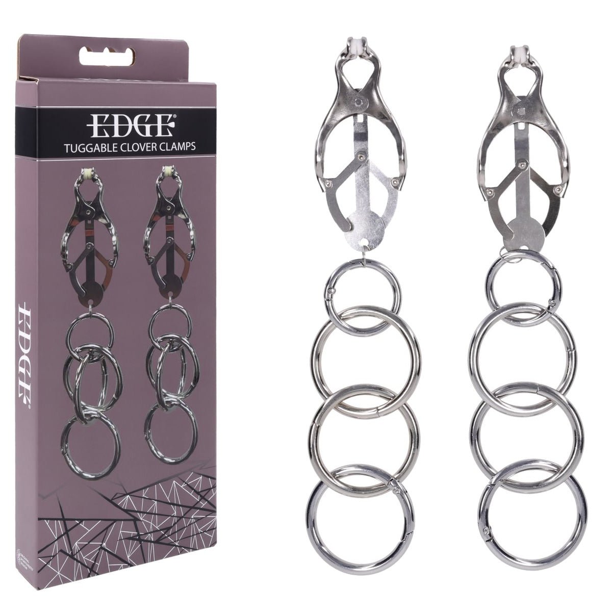 EDGE Tuggable Clover Clamps - Metal Nipple Restraints - Pleasure Den
