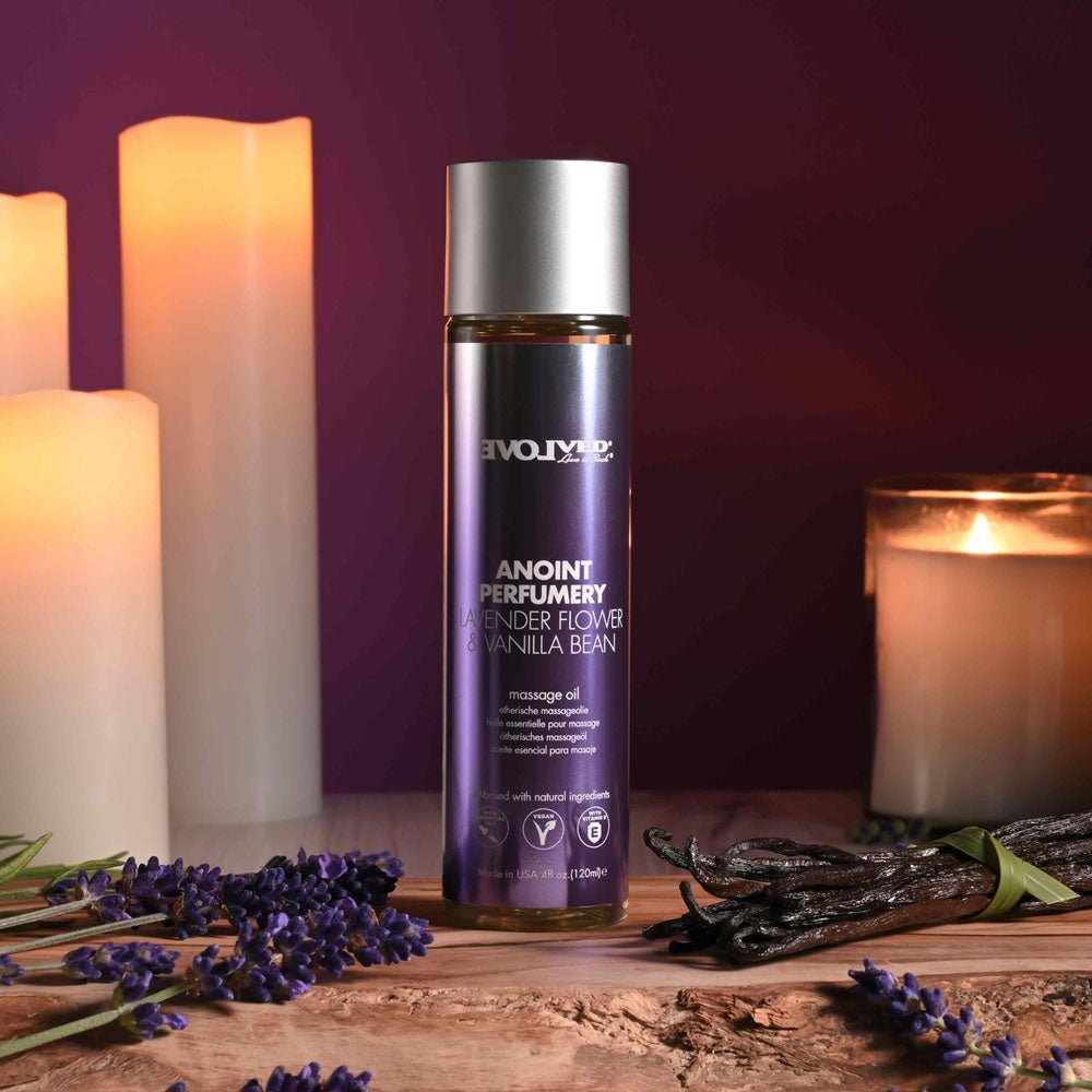 Evolved ANOINT PERFUMERY - Lavender Flower & Vanilla Bean - Lavender Flower & Vanilla Bean Massage Oil - 120 ml Bottle - Pleasure Den