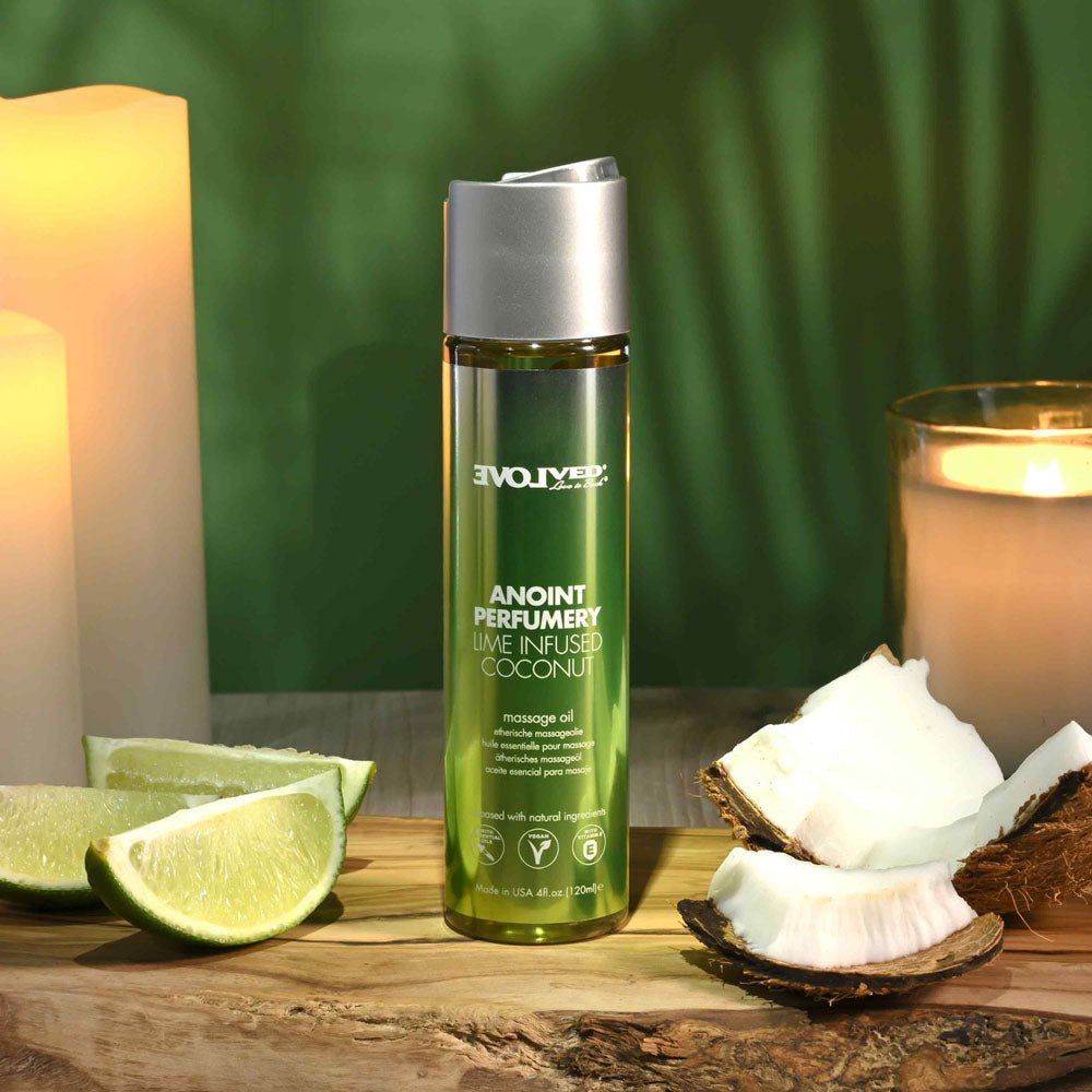 Evolved ANOINT PERFUMERY - Lime Infused Coconut - Lime Infused Coconut Massage Oil - 120 ml Bottle - Pleasure Den
