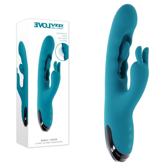 Evolved BUNNY TAPPER - 20 cm USB Rechargeable Rabbit Vibrator with Flicking Shaft - Pleasure Den