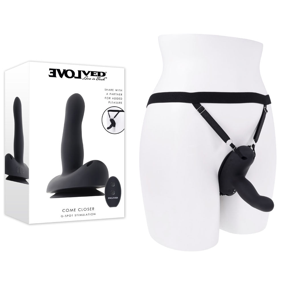 Evolved COME CLOSER - USB Rechargeable Vibrating Strap-On with Remote - Pleasure Den