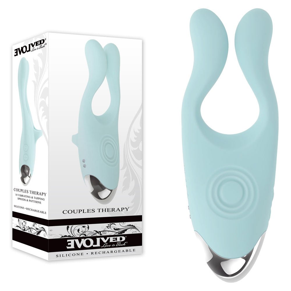 Evolved COUPLES THERAPY - Teal USB Rechargeable Couples Stimulator - Pleasure Den
