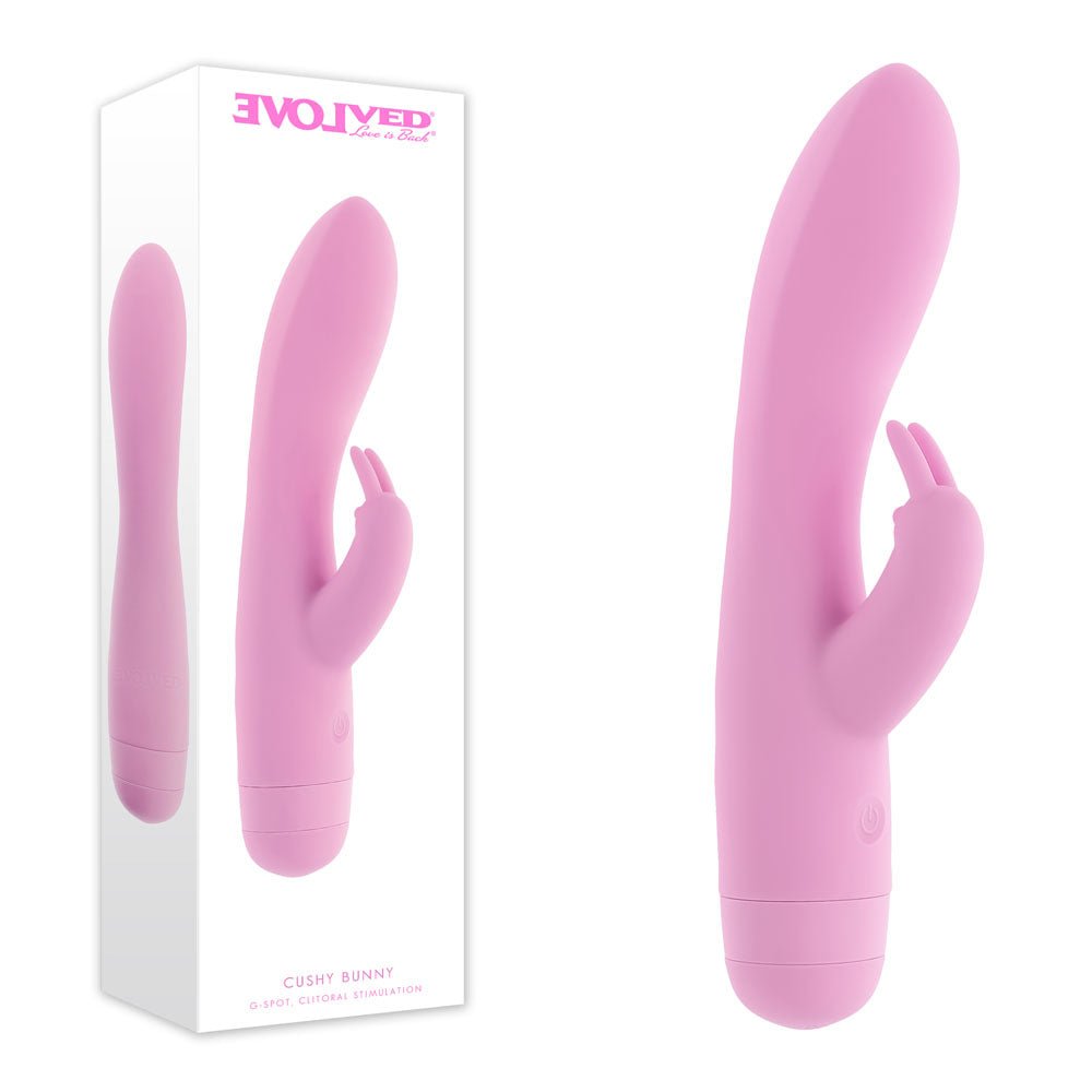 Evolved CUSHY BUNNY - 19.1 cm USB Rechargeable Rabbit Vibrator - Pleasure Den