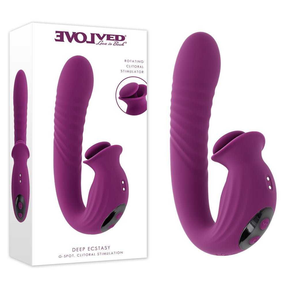 Evolved DEEP ECSTASY - 16.5 cm USB Rechargeable Thrusting and Tapping Vibrator - Pleasure Den