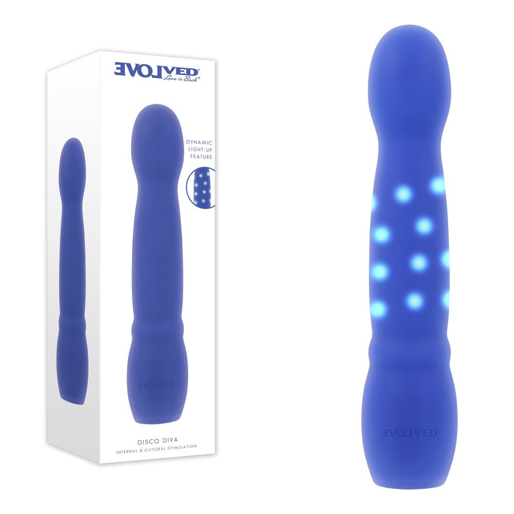 Evolved DISCO DIVA - 20.9 cm USB Rechargeable Light Up Vibrator - Pleasure Den