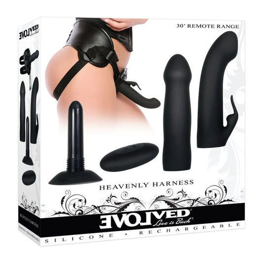 Evolved HEAVENLY HARNESS - USB Rechargeable Strap-On Kit - Pleasure Den