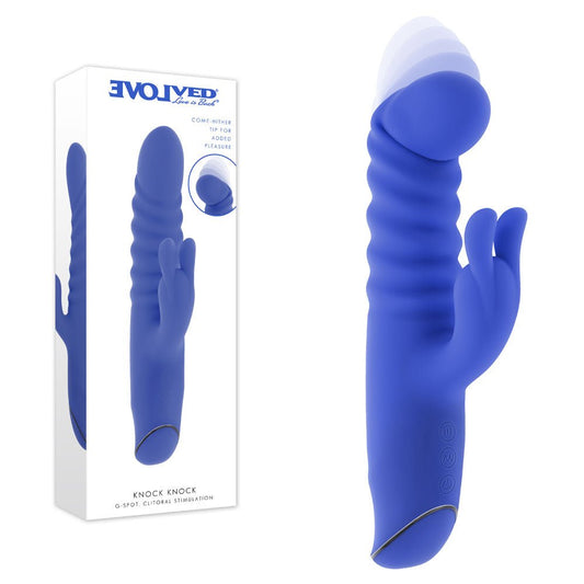 Evolved KNOCK KNOCK - 22.9 cm USB Rechargeable Rabbit Vibrator with Flicking Head - Pleasure Den