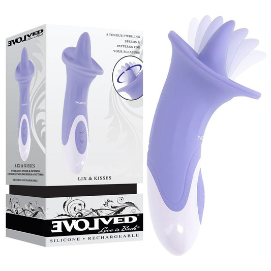 Evolved LIX & KISSES - 18.7 cm USB Rechargeable Flicking Tongue Stimulator - Pleasure Den