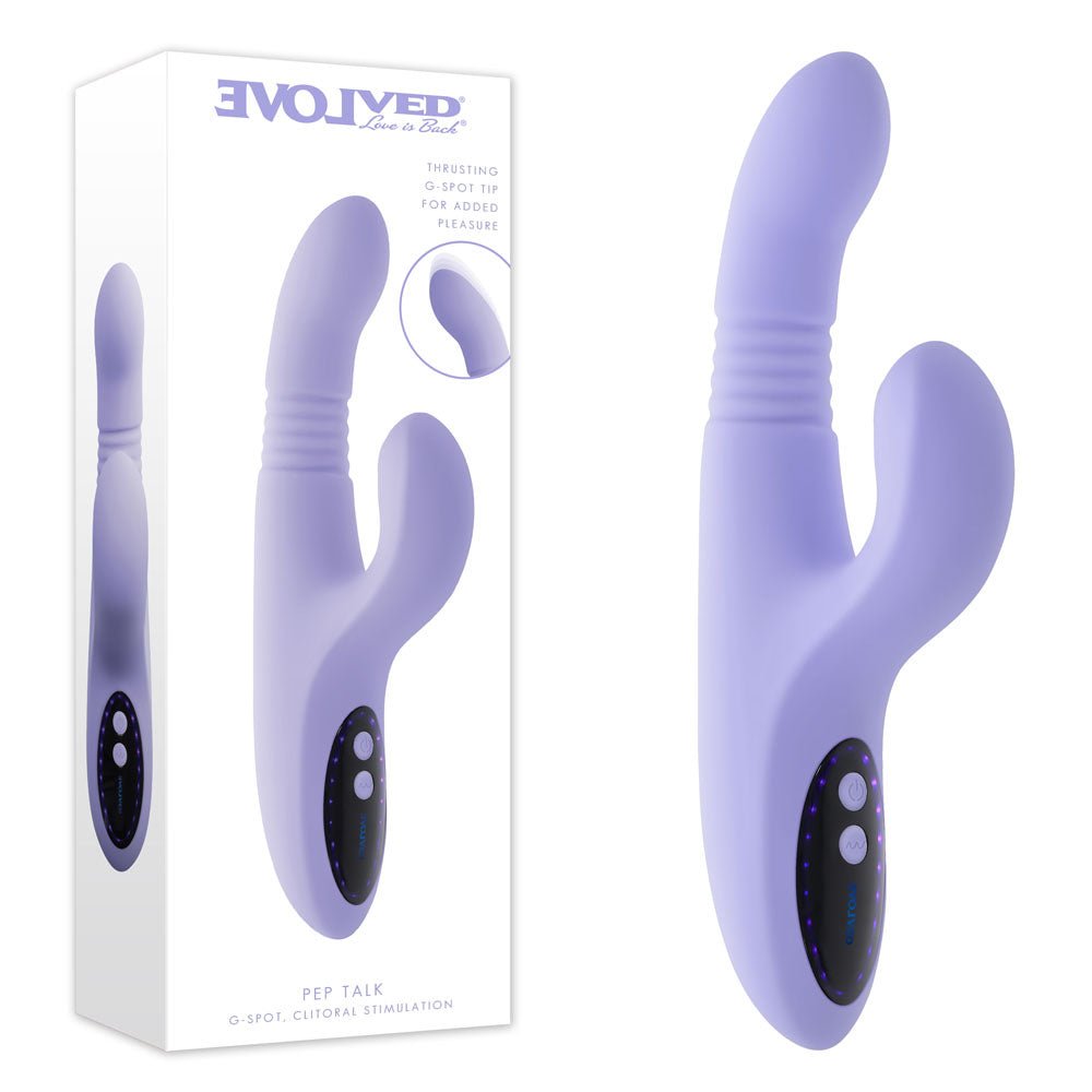 Evolved PEP TALK - 23.3 cm USB Rechargeable Thrusting Vibrator with Tapping Clitoral Stimulator - Pleasure Den
