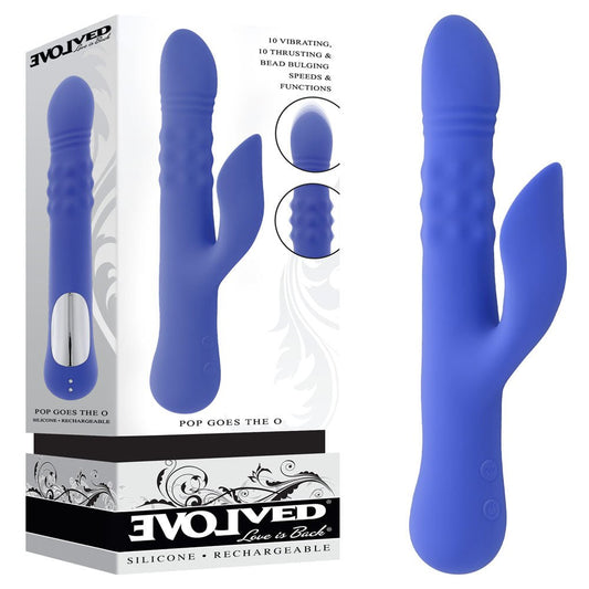 Evolved POP GOES THE O - 24.7 cm USB Rechargeable Thrusting & Bulging Rabbit Vibrator - Pleasure Den