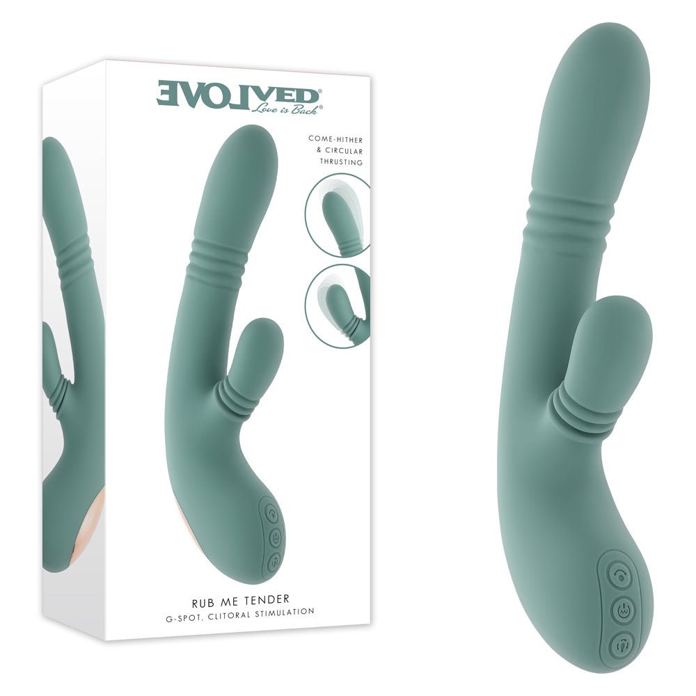 Evolved RUB ME TENDER - USB Rechargeable Gyrating & Thrusting Rabbit Vibrator - Pleasure Den