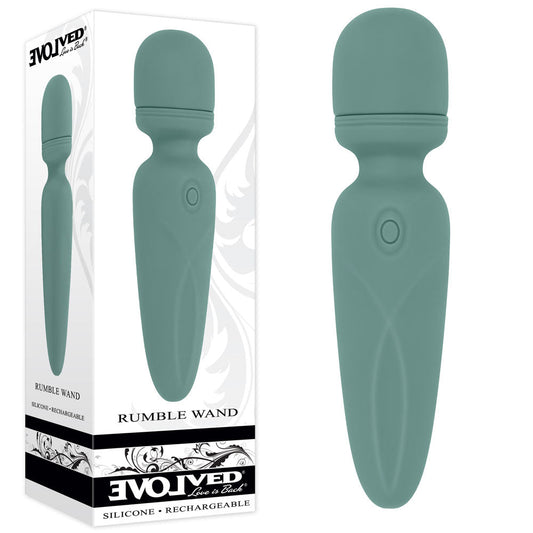Evolved RUMBLE WAND - Olive 13.4 USB Rechargeable Mini Massage Wand - Pleasure Den