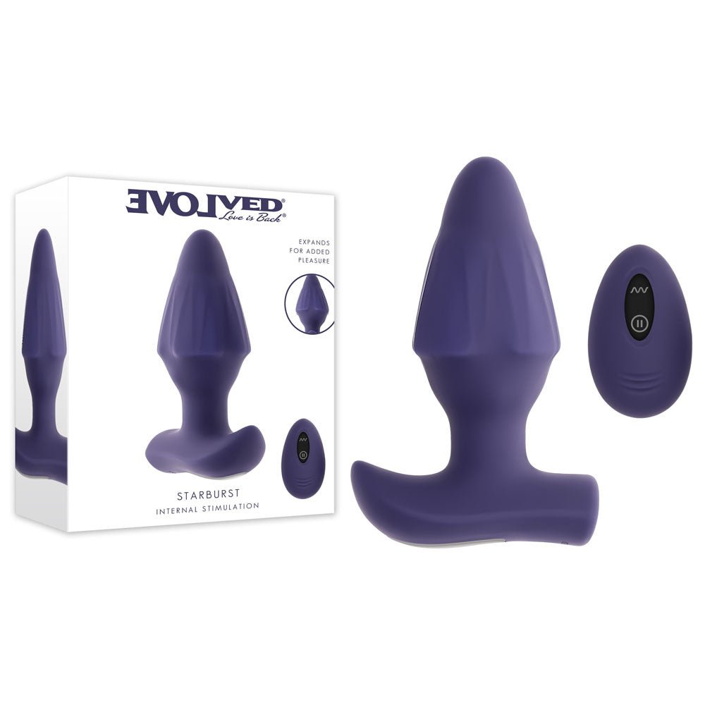 Evolved STARBURST - 10.1 cm USB Rechargeable Vibrating Butt Plug with Wireless Remote - Pleasure Den