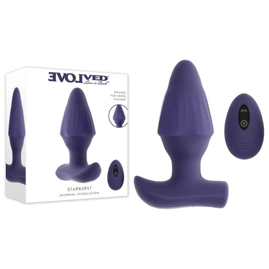Evolved STARBURST - 10.1 cm USB Rechargeable Vibrating Butt Plug with Wireless Remote - Pleasure Den