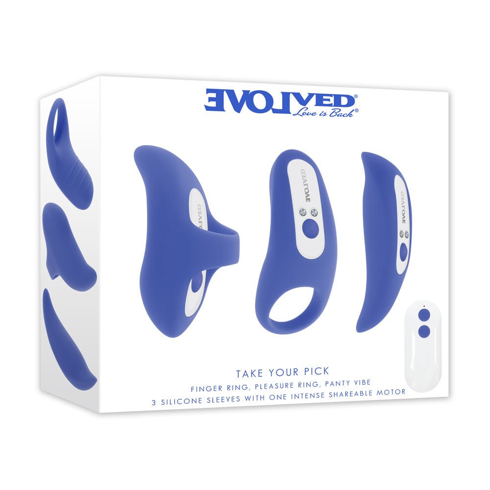 Evolved TAKE YOUR PICK - Rechargeable Bullet with 3 Interchargeable Sleeves - Pleasure Den