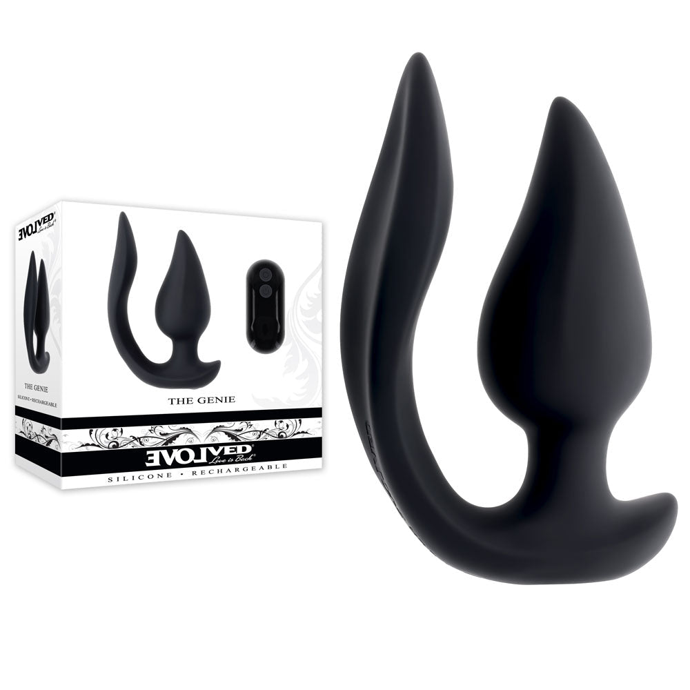 Evolved THE GENIE - 11.2 cm USB Rechargeable Vibrating Plug with Wireless Remote - Pleasure Den