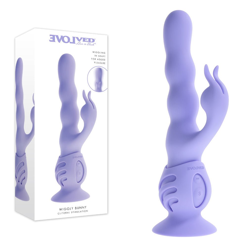 Evolved WIGGLY BUNNY - USB Rechargeable Rabbit Vibrator with Suction Base - Pleasure Den