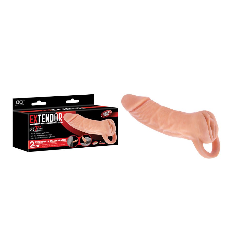Extendor 7'' 2-in-1 Penis Extender & Masturbator - 17.8 cm Penis Extension Sleeve with Vagina Opening - Pleasure Den