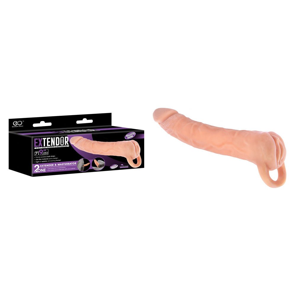 Extendor 9'' 2-in-1 Penis Extender & Masturbator - 22.9 cm Penis Extension Sleeve with Vagina Opening - Pleasure Den