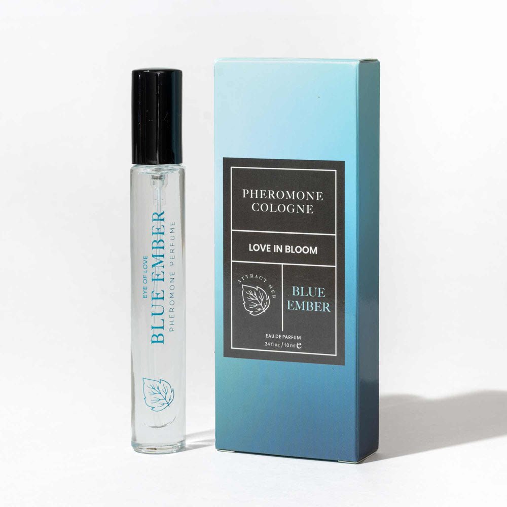 Eye Of Love Love In Bloom Blue Ember Pheromone Cologne - 10ml - Citrus & Cedar Scented Pheromone Cologne for Men to attract Women - 10 ml Spray - Pleasure Den