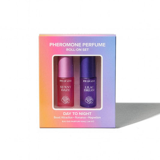 Eye Of Love Love In Bloom Pheromone Perfume Roll-On Set - Day to Night (Sunny Daze & Lilac Dream) Pheromone Perfume Oils for Women to attract Men - 10 ml Roll On Bottles - Pleasure Den