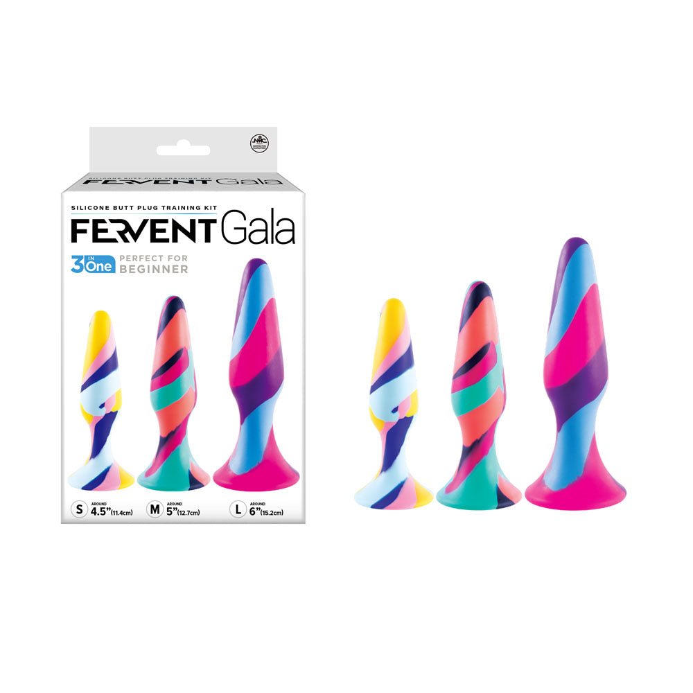 Fervent Gala Anal Training Kit - Multicoloured Butt Plugs - Set of 3 Sizes - Pleasure Den