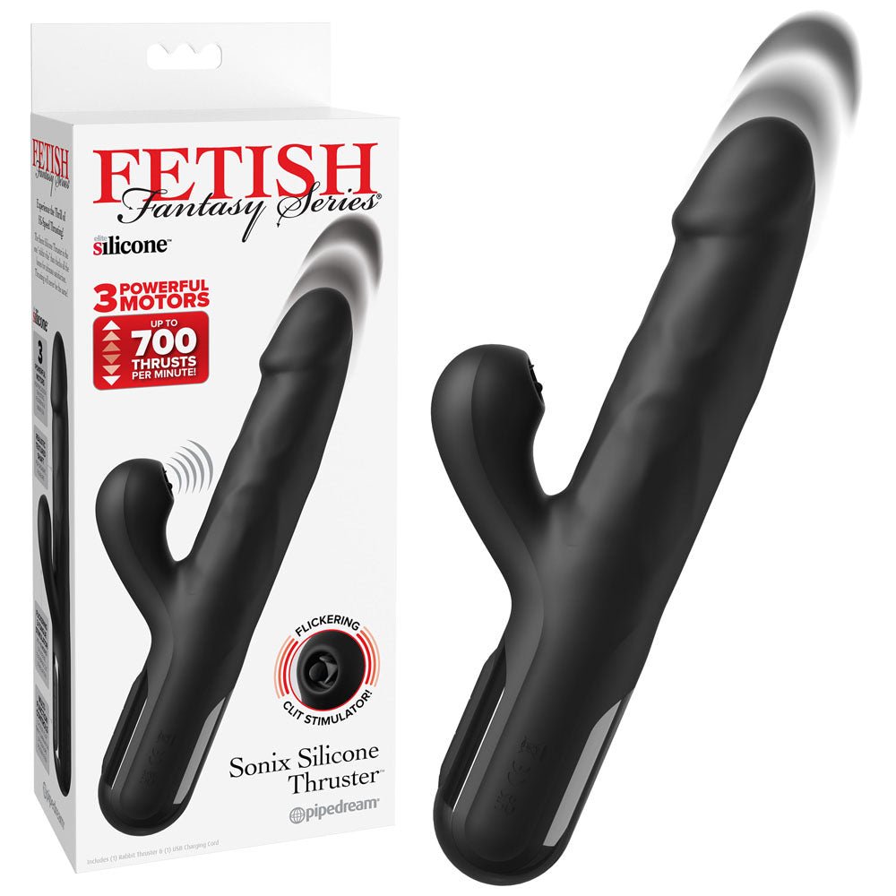 FFS Sonix Silicone Thruster - 22 cm USB Rechargeable Thrusting Vibrator with Flicking Clit Stim - Pleasure Den