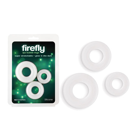 Firefly - 3pc Bubble Rings - Glow in Dark Cock Rings - Set of 3 Sizes - Pleasure Den