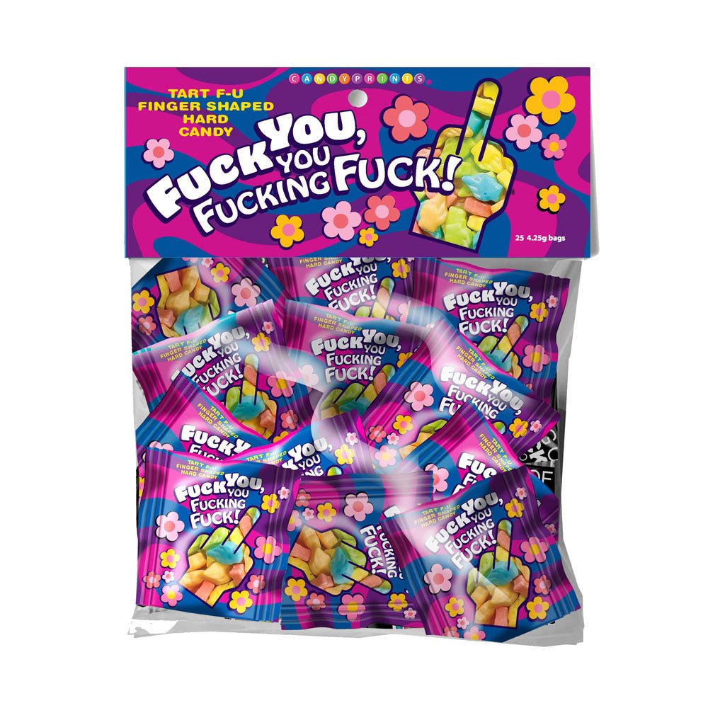 F**K YOU, YOU F**KING F**K! - Bag of 25 - Middle Finger Lollies - Bulk Bag of 25 Party Packs - Pleasure Den