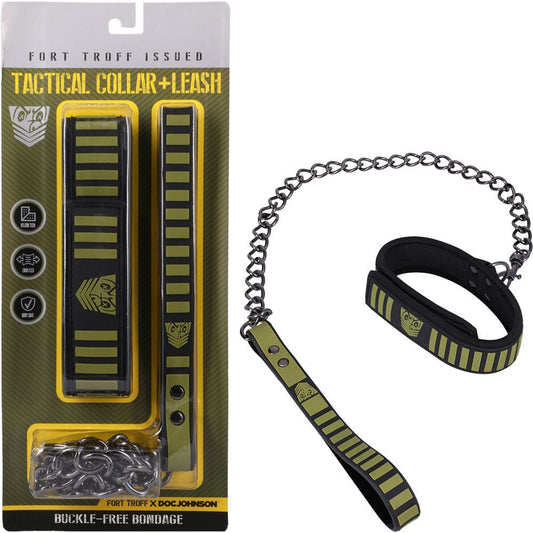 Fort Troff - Tactical Collar & Leash - Black/Green Restraint - Pleasure Den