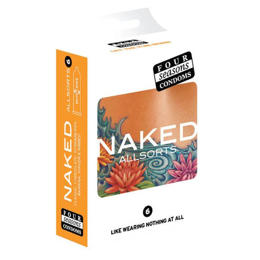 Four Seasons Naked Allsorts - Ultra Thin Lubed Condoms in 6 Styles - 6 Pack - Pleasure Den