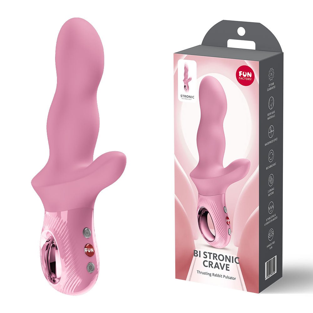 Fun Factory BI STRONIC CRAVE Rose - Rose USB-C Rechargeable Thrusting Vibrator - Pleasure Den
