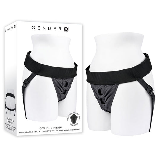 Gender X DOUBLE RIDER - Adjustable Strap-On Harness (No Probe Included) - Pleasure Den