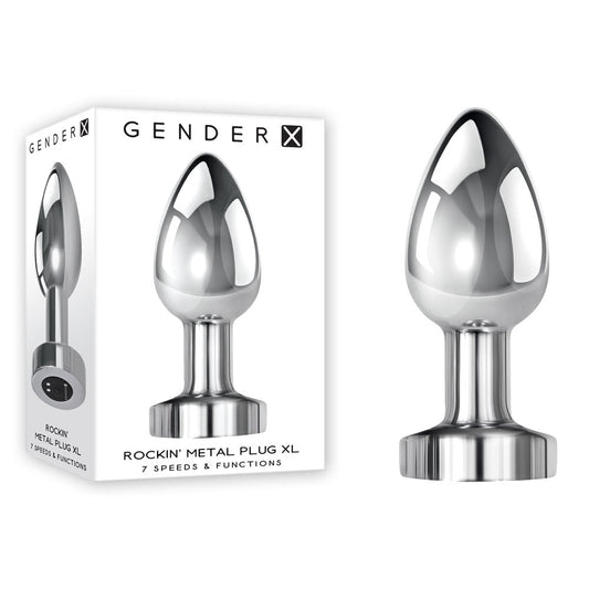 Gender X ROCKIN METAL PLUG XL - 10.5 cm USB Rechargeable Vibrating XL Butt Plug - Pleasure Den