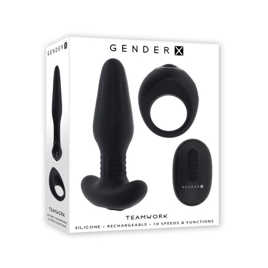 Gender X TEAMWORK - USB Rechargeable Rimming Butt Plug & Vibrating Cock Ring - Pleasure Den