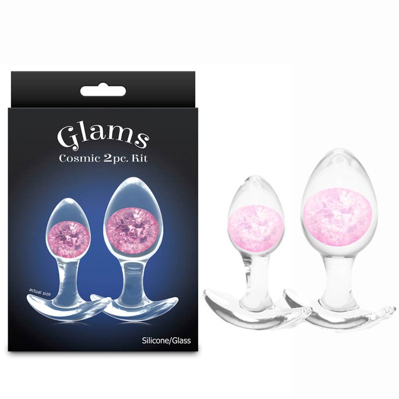 Glams Cosmic 2pc Kit - Clear/ Butt Plugs - Set of 2 Sizes - Pleasure Den