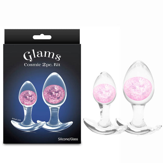 Glams Cosmic 2pc Kit - Clear/ Butt Plugs - Set of 2 Sizes - Pleasure Den