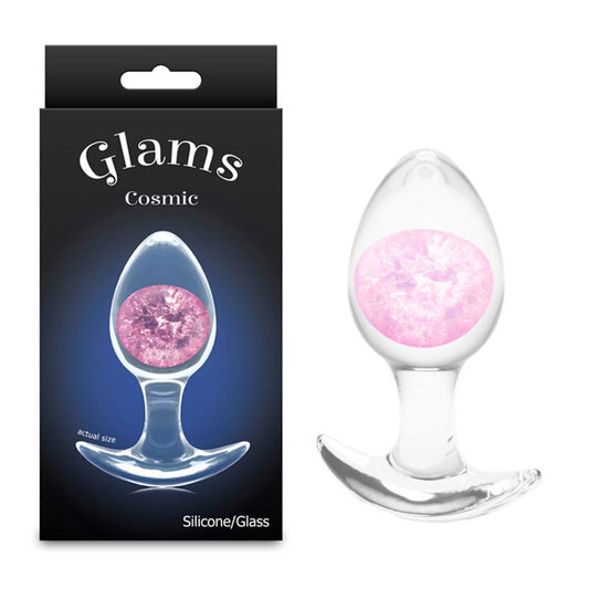 Glams Cosmic - Medium - Clear/ 9.5 cm Small Butt Plug - Pleasure Den