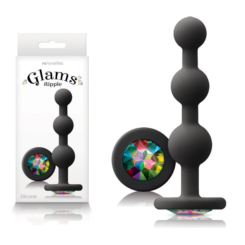 Glams Ripple - Rainbow Gem - 11.4 cm Butt Plug with Rainbow Gem Base - Pleasure Den