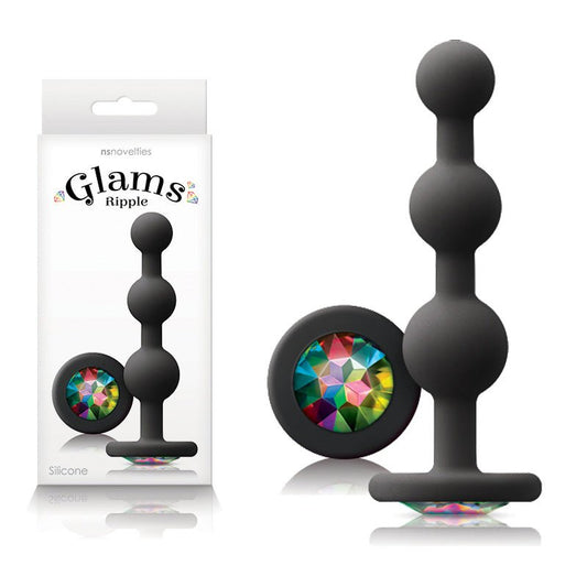 Glams Ripple - Rainbow Gem - 11.4 cm Butt Plug with Rainbow Gem Base - Pleasure Den