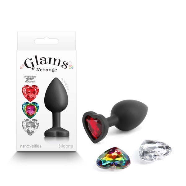 Glams Xchange Heart - Small - Small Butt Plug with Interchangeable Heart Gems - Pleasure Den
