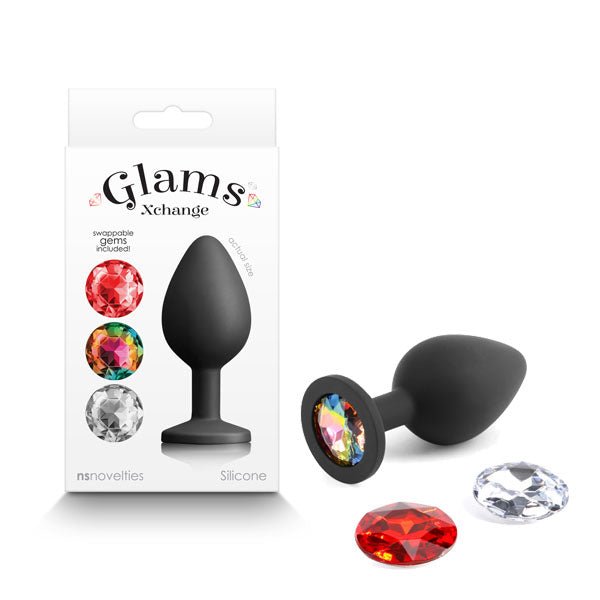 Glams Xchange Round - Medium - Medium Butt Plug with Interchangeable Round Gems - Pleasure Den