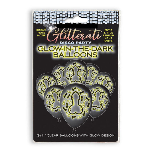 Glitterati Disco Party Glow In The Dark Balloons - Novelty Hens Party Balloons - 8 Pack - Pleasure Den