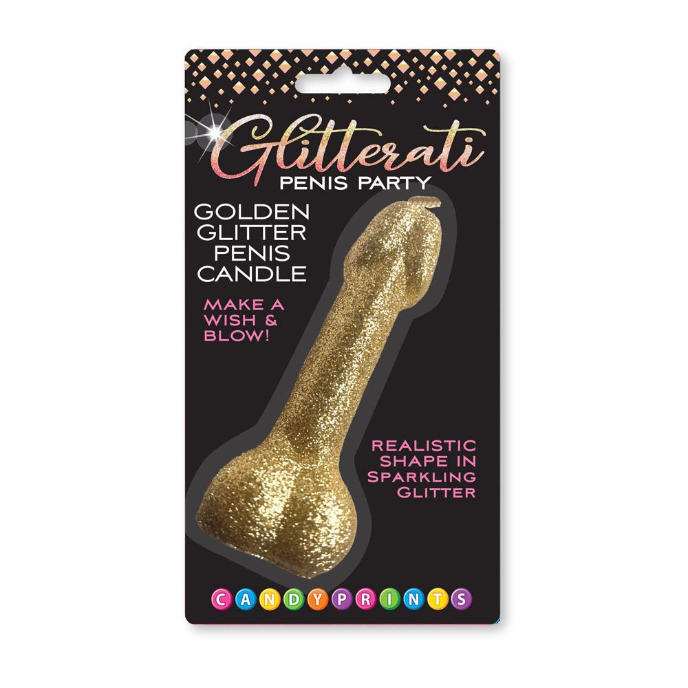 Glitterati Gold Glitter Penis Candle - Gold 10 cm Penis Party Candle - Pleasure Den